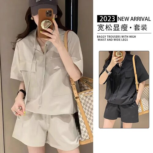 短袖休闲运动套装夏季减龄大码