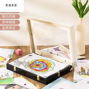 画框装 裱儿童a4画展示相框挂墙创意画框奖状框翻盖画框免打孔画框