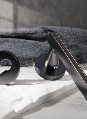 名门静音门锁简约室内卧室房间带钥匙锌合金分体式锁具VF88136