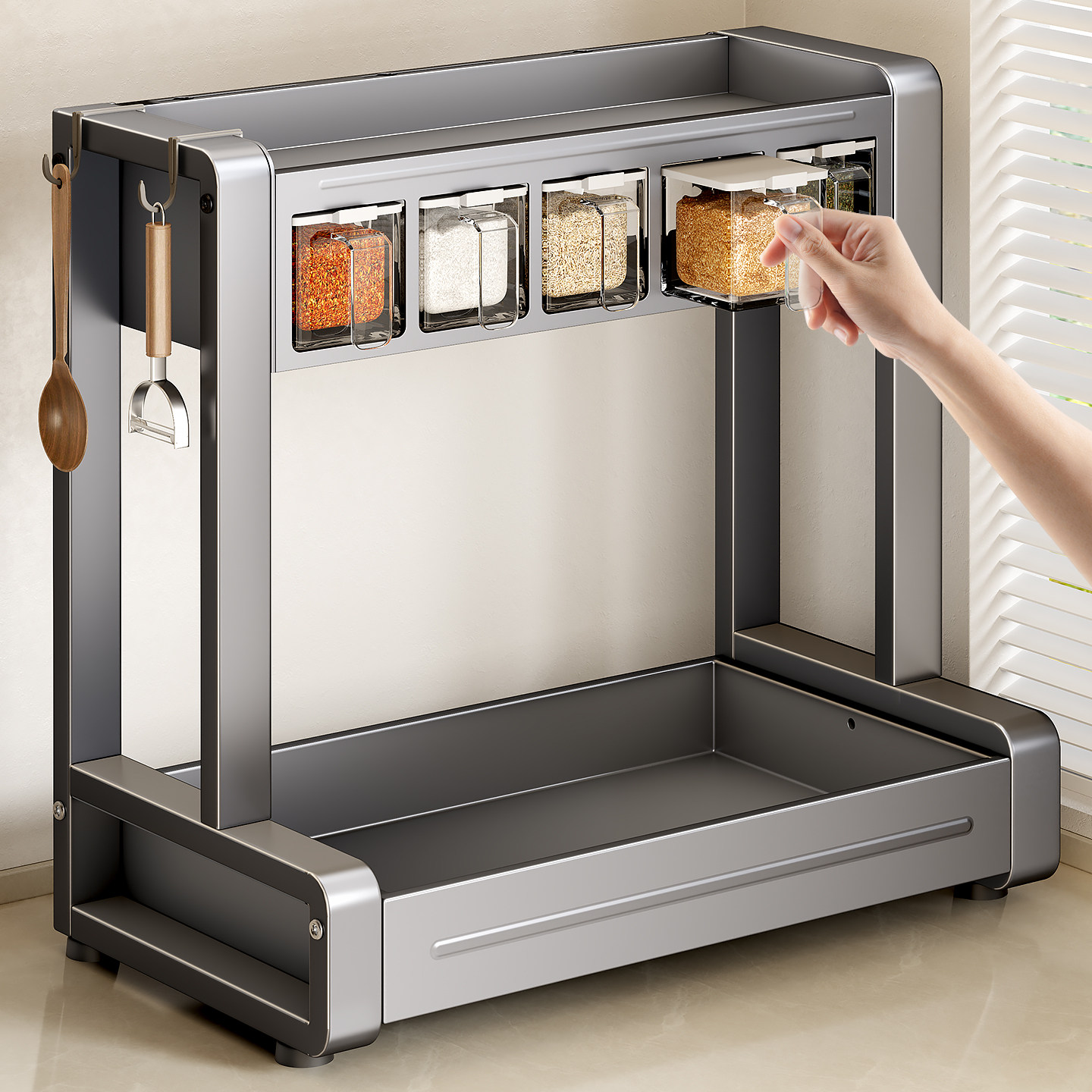 厨房调料置物架家用台面盐油瓶罐收纳架子放筷勺子刀具神器多功能