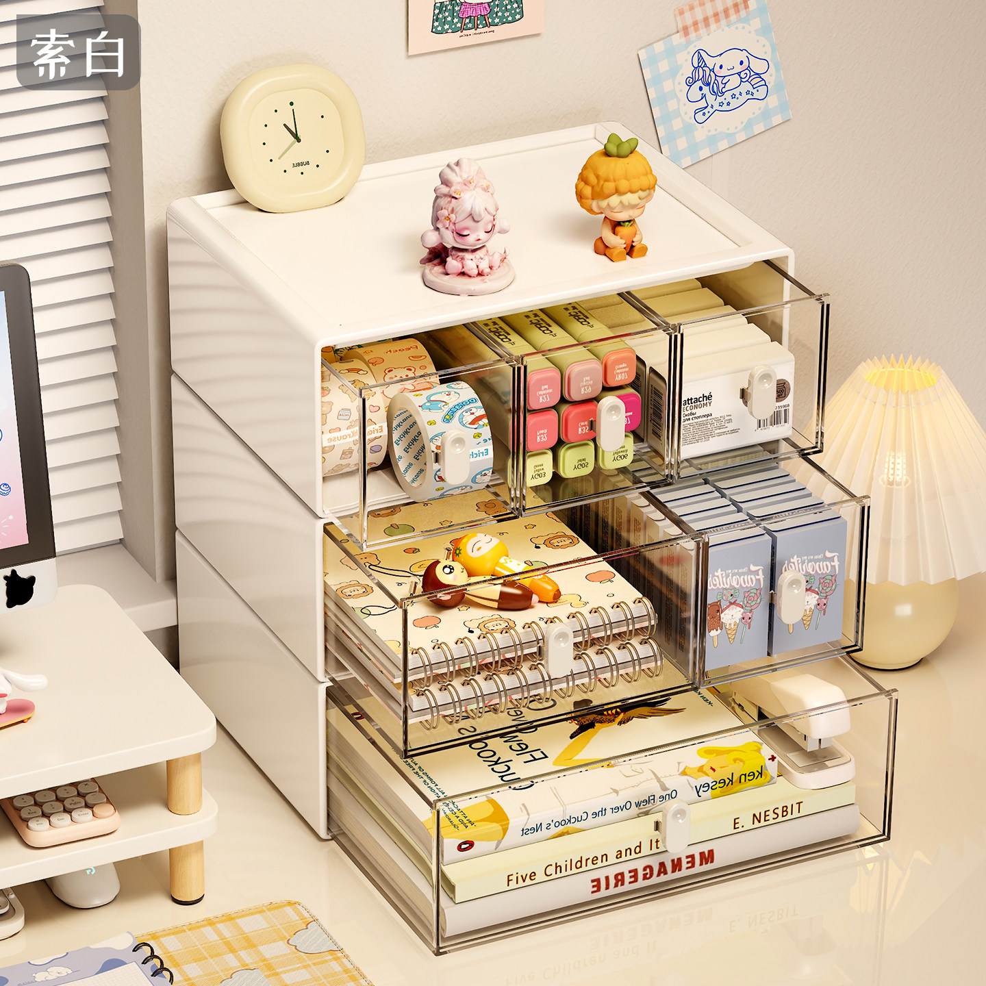 桌面收纳盒长方形分格抽屉式书桌整理神器书本文具笔置物架收纳柜,收纳整理,桌面收纳盒,淘宝优惠券,粉丝福利购,淘宝优惠卷