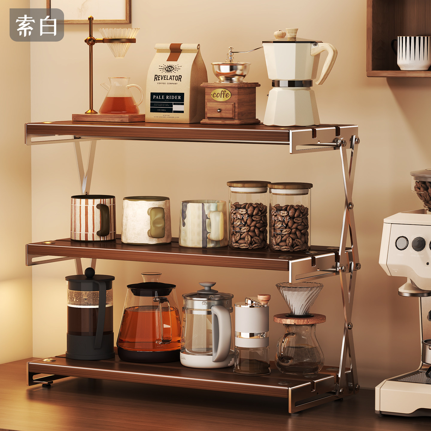 杯架中古风杯子收纳置物架可折叠咖啡杯架茶杯展示架桌面台面架子