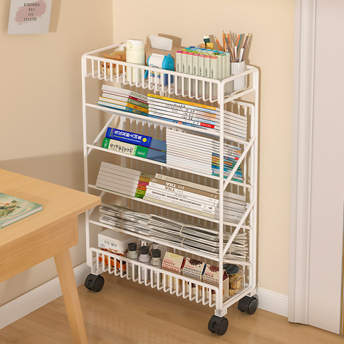 书柜夹缝收纳柜带轮一体靠墙