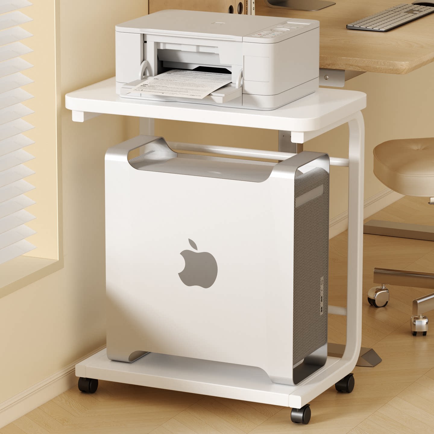 打印机置物架落地可移动收纳架子办公室书桌旁电脑主机托架放置架