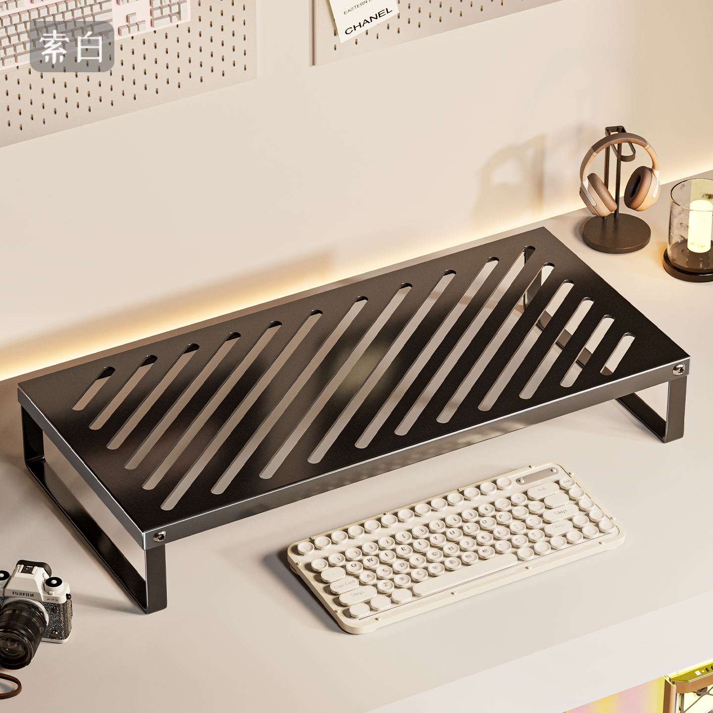 可折叠笔记本烧烤架散热底座架宿舍学生游戏本支撑架悬空支架托立式置物架子办公桌改造专用铁艺加高水平架子