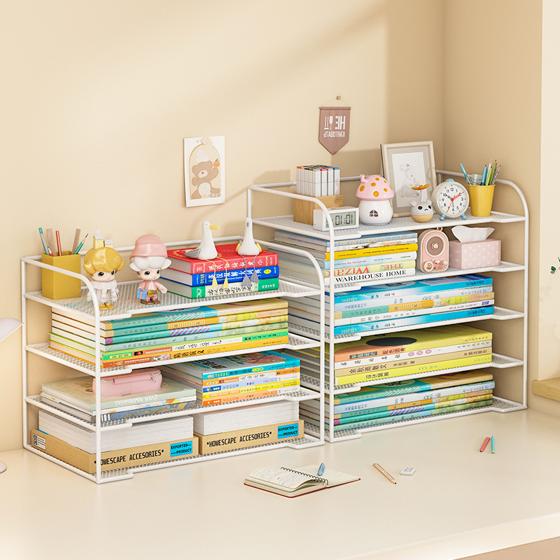 学生桌面书架一体靠墙