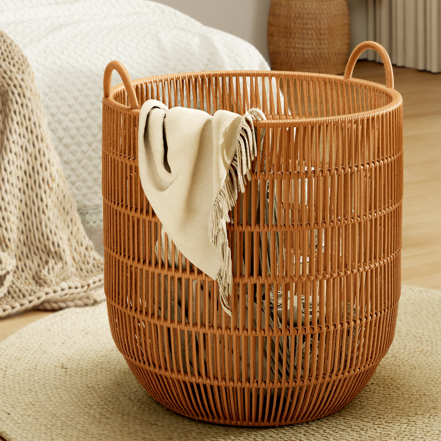 藤编脏衣篮浴室脏衣服收纳筐