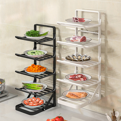 备菜架厨房置物架可折叠多功能备菜盘收纳架壁挂台面多层放菜架子