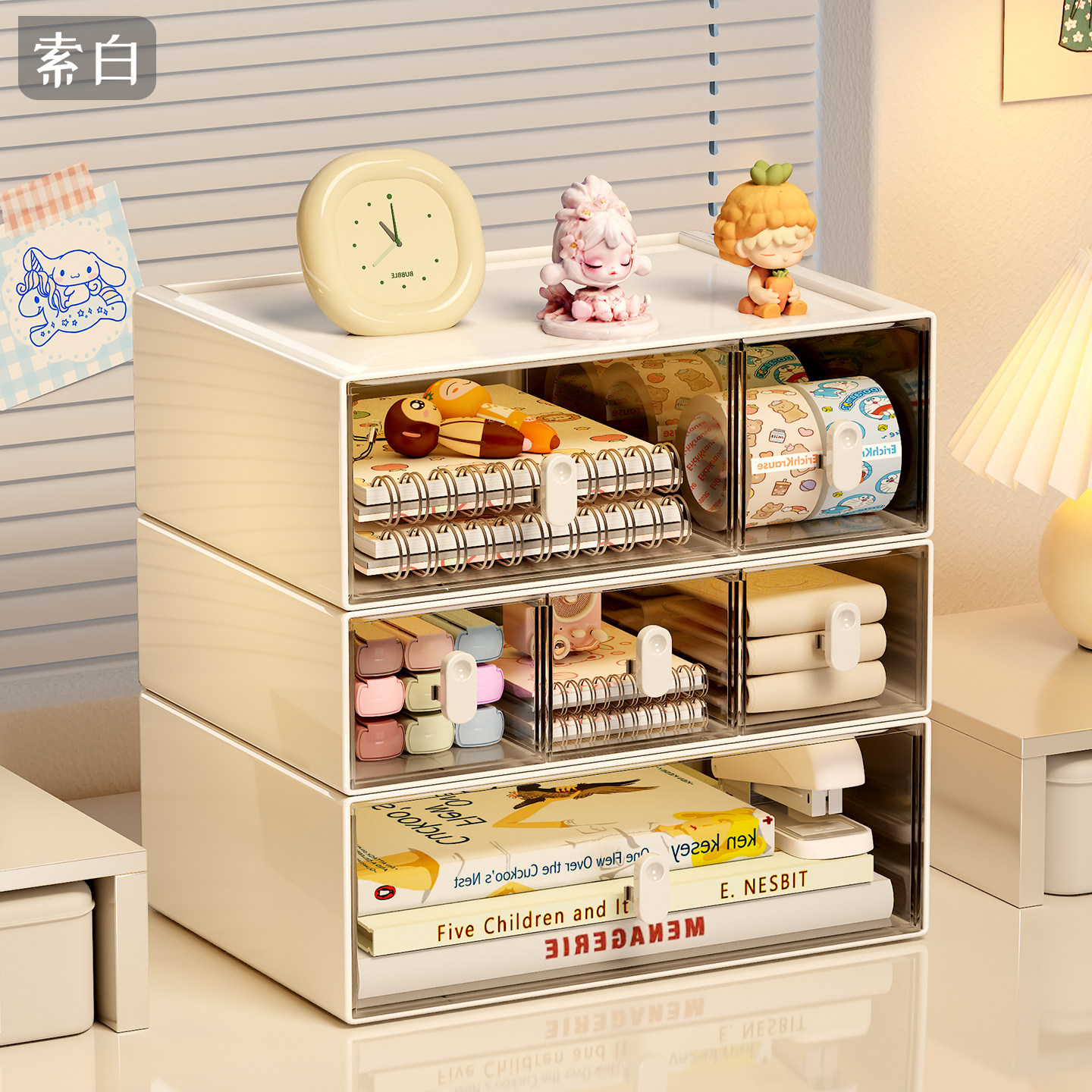 桌面收纳盒抽屉式大容量书桌文具书本笔收纳柜工位小杂物整理神器,收纳整理,桌面收纳盒,淘宝优惠券,粉丝福利购,淘宝优惠卷