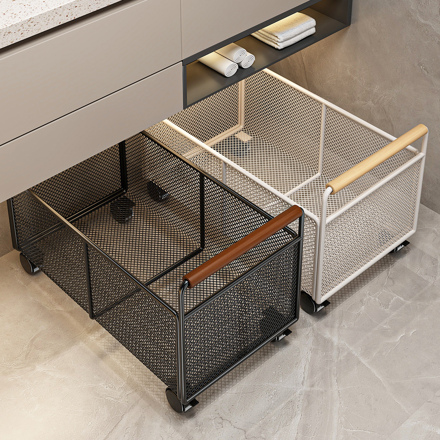 浴室柜下置物架洗漱台下落地收纳架卫生间洗漱用品专用神器可移动