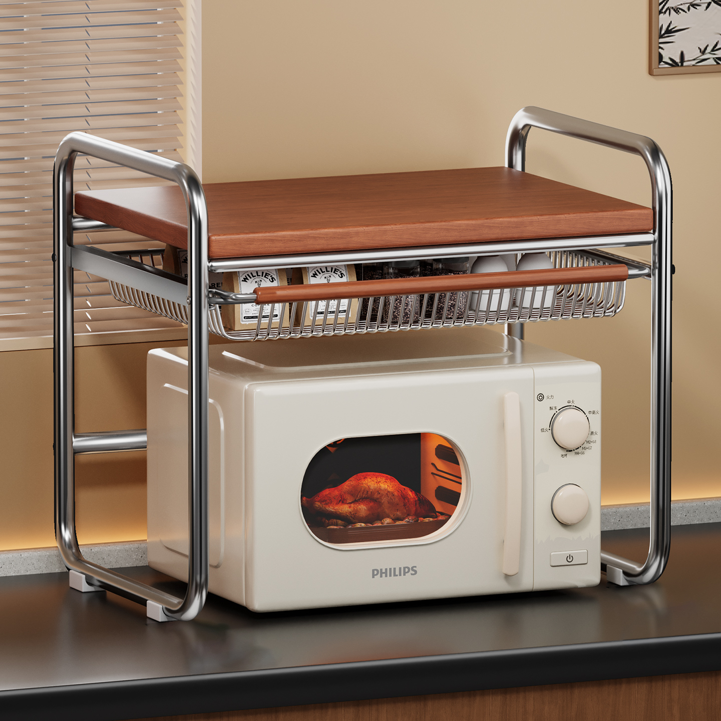 【高颜值-中古】微波炉置物架