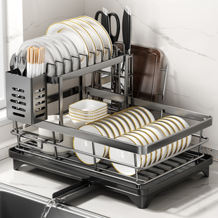 厨房碗碟收纳架台面沥水篮碗架双层放碗筷碗盘餐具滤水专用置物架