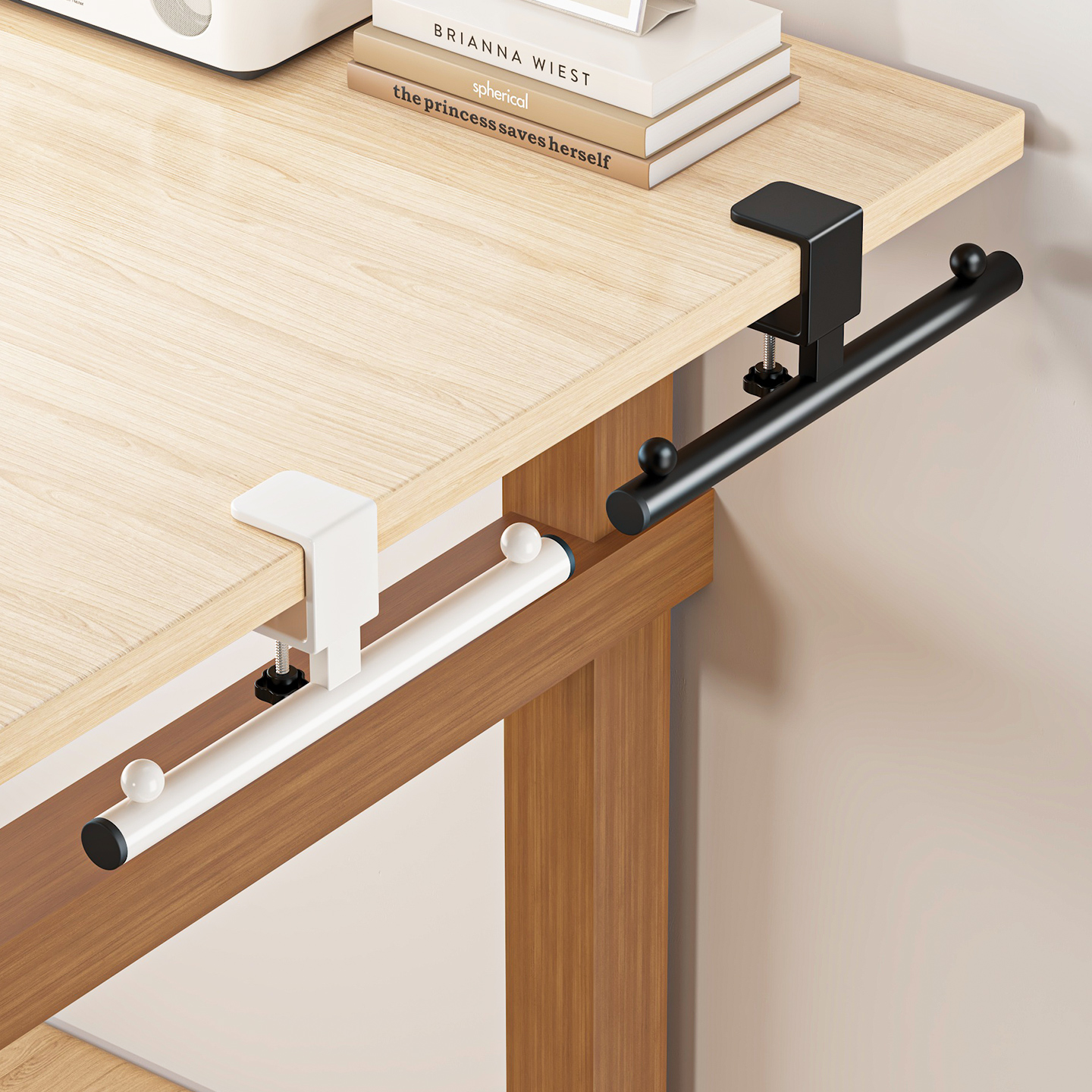 索白免打孔可调节桌边挂钩