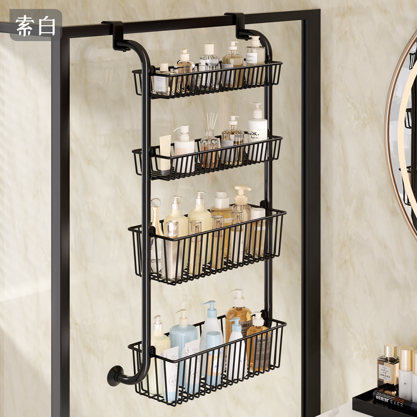 浴室置物架卫生间多层挂篮免打孔厕所淋浴房多功能收纳架门后架子