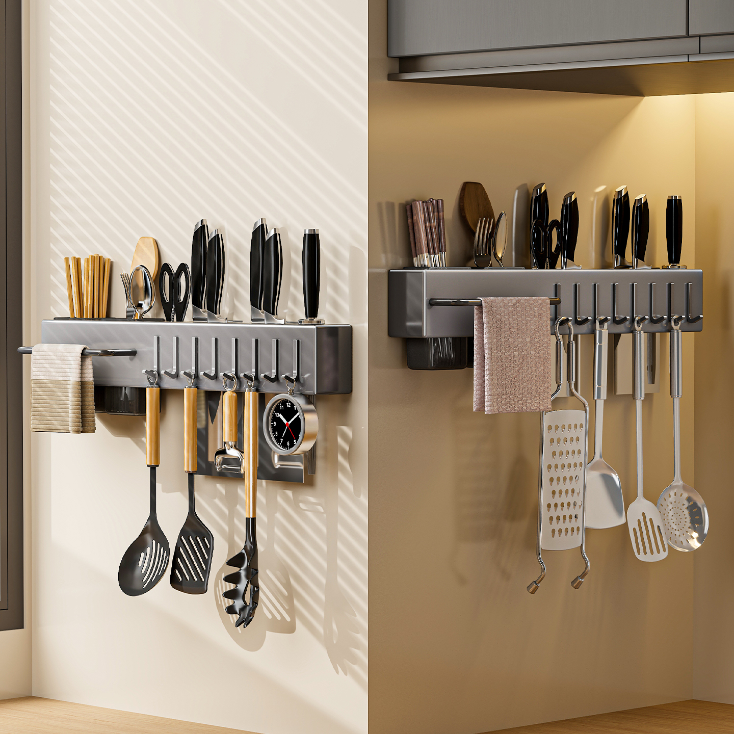 不锈钢刀架置物架厨房壁挂式多功能菜刀筷子收纳架免打孔放刀架子