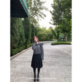 辰米范 梦回巴黎 气质毛呢高腰a字半身裙女高级感五分裙百褶中裙