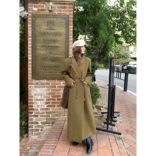 辰米范【现货5折】美拉德毛呢大衣女秋冬中长款宽松厚呢子外套