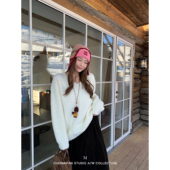 辰米范 雪国精灵 软糯仿貂绒V领套头毛衣女气质宽松针织毛毛上衣