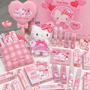 皮可熊hollekitty礼盒pinkbear糖光口红滋润唇膏显白唇釉不易粘杯