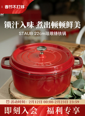 staub珐宝法国进口22cm铸铁炖锅红色珐琅锅多功能不粘焖烧锅煲汤