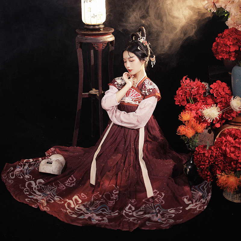 画扇【思南木】原创汉服女唐制褙子齐胸襦裙六米摆直领对襟短衫秋