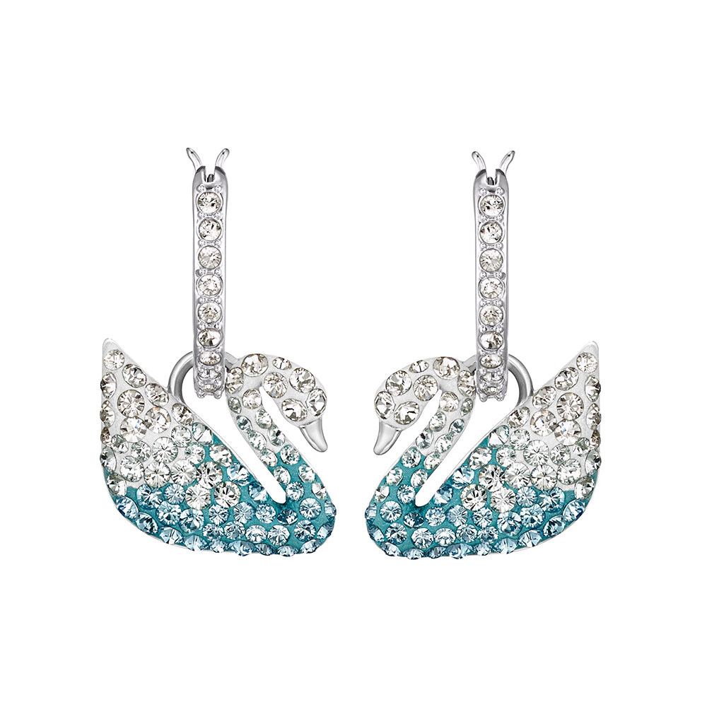 swarovski施华洛世奇正品耳环女蓝色渐变天鹅穿孔耳钉耳饰5512577