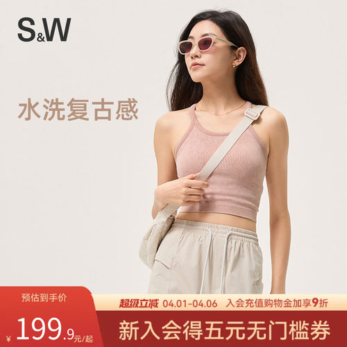 SW速惟运动背心女跑步健身训练瑜伽服无袖上衣复古透气运动背心