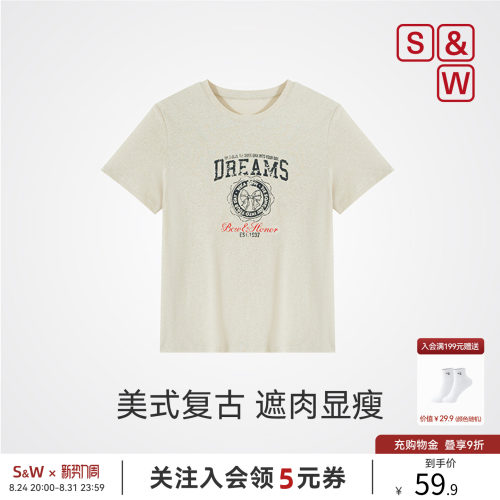 美式复古短袖女t恤小个子上衣