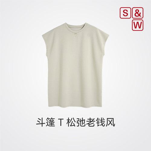 休闲老钱风无袖短袖T恤女