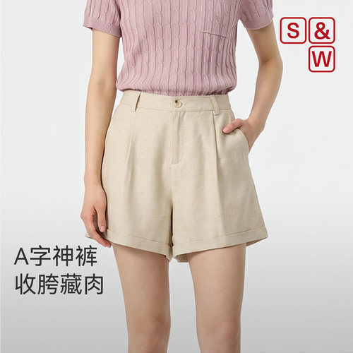 亚麻A字短裤女夏季薄款透气