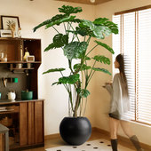 假绿植装 饰仿真龟背竹室内盆栽大型落地摆件客厅轻奢仿生植物造景