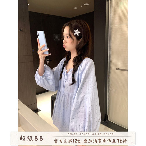 馨帮帮Homedress法式波点睡衣