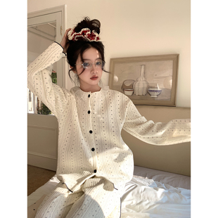 馨帮帮Homedress 秋冬夹棉甜美花边圆领碎花睡衣女宽松家居服套装