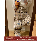 费尔岛提花毛绒棉裤 冬季 加厚保暖外穿睡裤 馨帮帮Homedress 家居裤