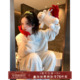 馨帮帮秋冬新款 圆领卡通珊瑚绒睡衣女加厚保暖亲肤外穿家居服套装