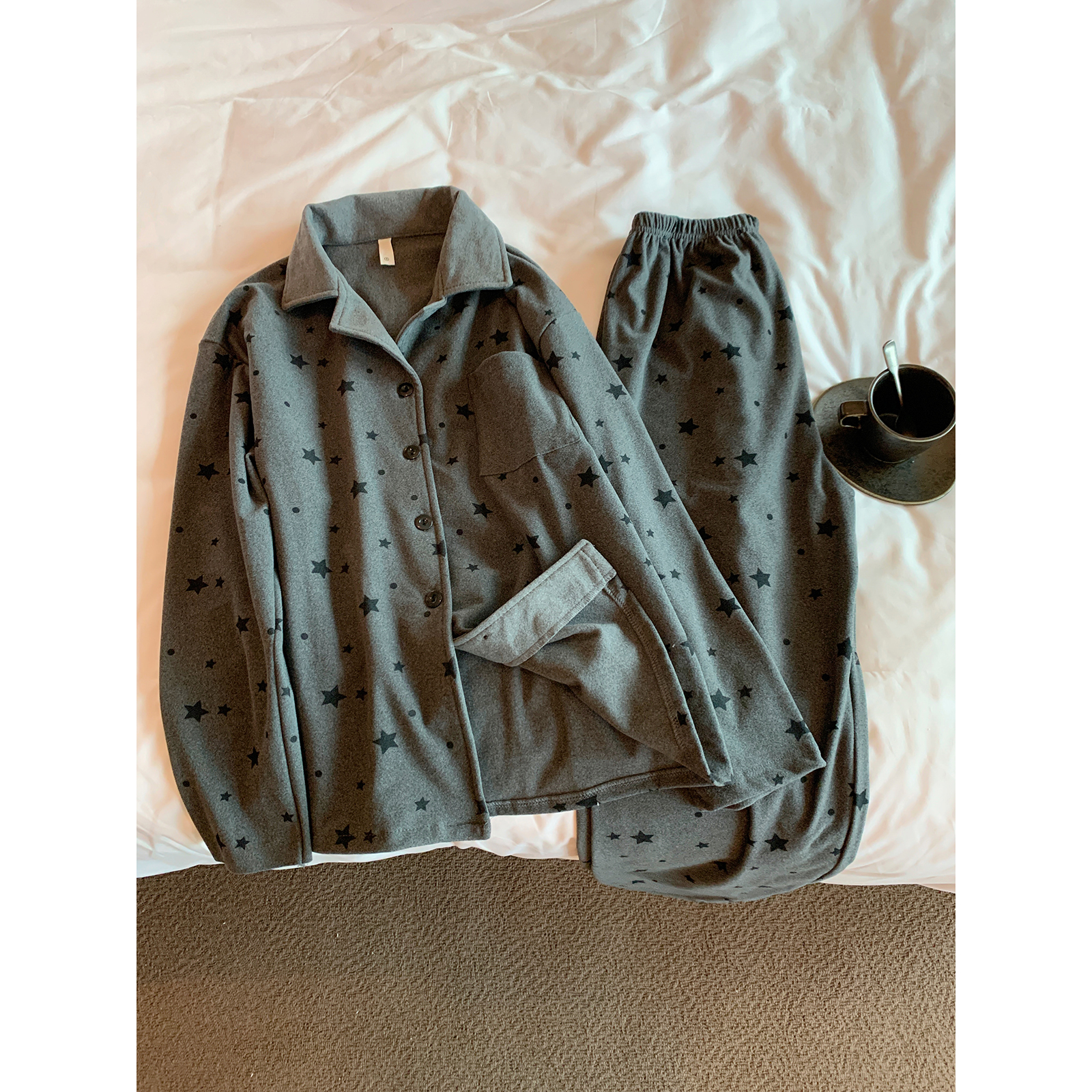 星星德绒睡衣裤套装家居服