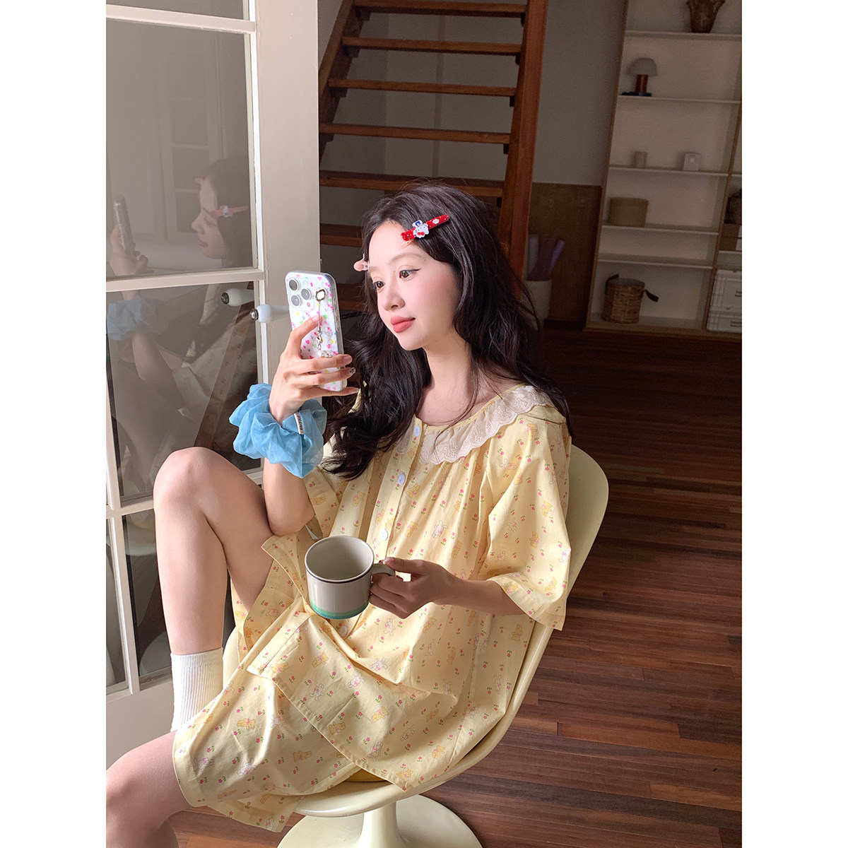 馨帮帮Homedress 可爱花边碎花小熊短袖睡衣女夏季薄款舒适家居服,女士内衣/男士内衣/家居服,睡衣/家居服套装,淘宝优惠券,粉丝福利购,淘宝优惠卷