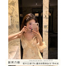 馨帮帮 性感蕾丝边带胸垫睡裙家居服 甜美碎花冰丝吊带睡衣女夏季