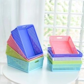 彩色文件篮凭证框A4收纳框公文篮文件蓝单据塑料筐财务用办公用品学生杂物收纳篮仓库打包配货篮置物架