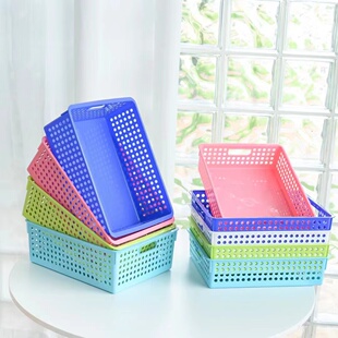 彩色文件篮凭证框A4收纳框公文篮文件蓝单据塑料筐财务用办公用品学生杂物收纳篮仓库打包配货篮置物架