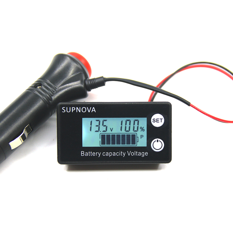 直流电压表电量显示器汽车点烟器电量百分比铅酸蓄锂电池12v仪表