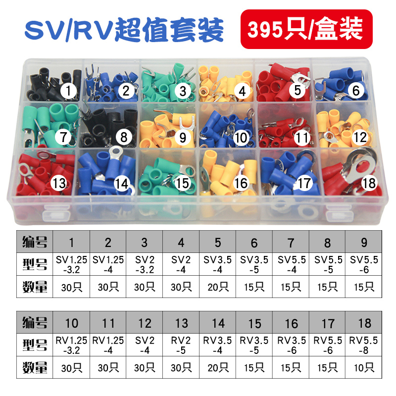SV1.25/2/3.5/5.5-3.2/4/5/6冷压线U型端子接线端头预绝缘Y型叉形