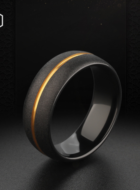 MOKANI钨金指环中指男士介指潮饰品男神食指戒子黑色磨砂刻字戒指