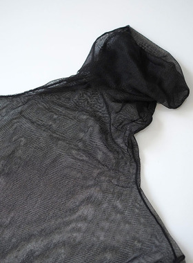 绝绝子 西班牙小众薄如蝉翼黑色真丝网纱透明高领内搭打底衫T恤女