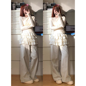 奶白色半身裙短裙屁帘女秋冬新款 高腰蛋糕裙半裙a字裙子