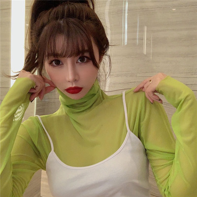 荧光黄绿色微胖大码叠穿亮色透明