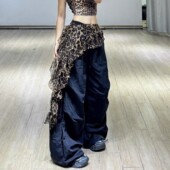 自制爵士舞屁帘荷叶小众飘带腰搭kpop臀巾叠穿腰带辣妹豹纹腰巾