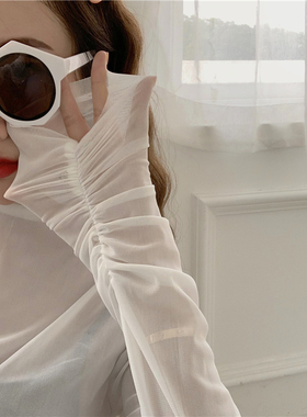 紫色上衣春秋网纱打底衫女2020薄款紧身透明百搭高领薄纱长袖T恤