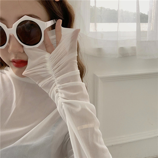 速发紫色上衣春秋网纱打底衫0022领款紧身透明百搭高薄薄纱长袖T