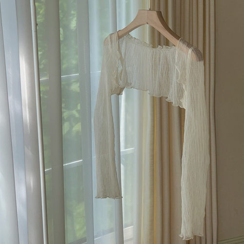 夏季配吊带裙子外搭罩衫短款透气轻薄小披肩女开衫防晒空调衫外套